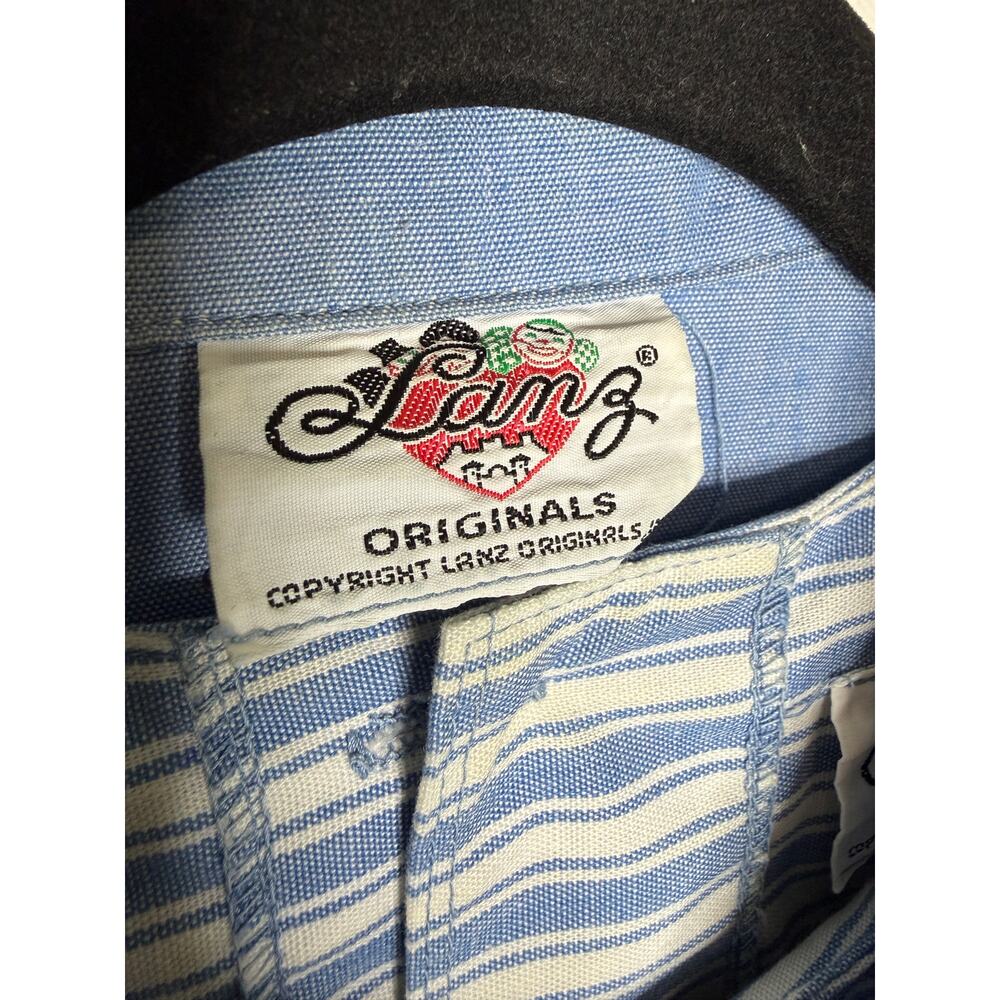 Vintage Lanz Originals Prairie Dress Set Blue Stripe Cottagecore XS 3/4 - Picture 5 of 11